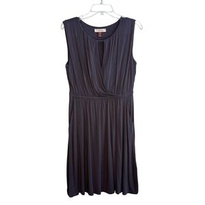 Marina Luna Sleeveless Faux Wrap Midi Dress Charcoal Gray Size‎ L